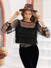 Round Neck Layered Long Sleeve Blouse Woman Blouses