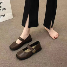 Square Toe Flats Loafers Brown Woman Loafers