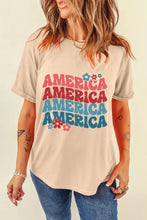 Beige America Text Basic Womens T Shirt Woman T Shirts