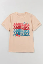 Beige America Text Basic Womens T Shirt Woman T Shirts