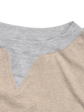 Beige and Gray Two Tone Long Sleeve Sweatshirt for Women Woman T Shirts