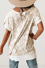 Beige and White Patterned V Neck Tunic Top for Women Woman T Shirts