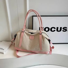 Beige Canvas Duffel Bag Large Travel Size Blush Pink One Size Travel Bags