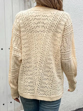 Beige Open-Knit Buttoned Cardigan for Women Woman Outerwear