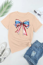 Beige Patriotic Bow T-Shirt for Women Woman T Shirts