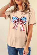 Beige Patriotic Bow T-Shirt for Women Woman T Shirts