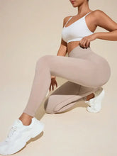 Beige Ribbed High Waisted Leggings for Women Woman Leggings