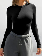 Beige Round Neck Long Sleeve T Shirt for Women Woman T Shirts