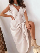 Beige Sleeveless V-Neck Maxi Dress Maxi Dresses