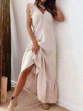 Beige Sleeveless V-Neck Maxi Dress Dust Storm Maxi Dresses