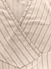 Beige Striped Ribbed Wrap Top for Women Woman T Shirts