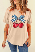 Beige T-Shirt with Cherry and Bow Graphic for Women Woman T Shirts