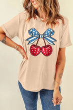 Beige T-Shirt with Cherry and Bow Graphic for Women Woman T Shirts