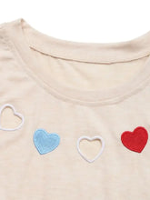 Beige T-Shirt with Colorful Heart Cutouts for Women Woman T Shirts
