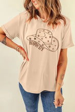 Beige T Shirt with Cowboy Hat Graphic for Women Woman T Shirts