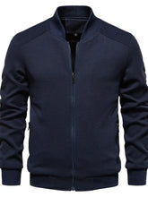 Beige Textured Knit Bomber Jacket for Men Men Outerwear