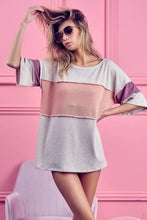 Bella Rib Color Block Off-Shoulder Thermal Rib Sweater Top Woman T Shirts