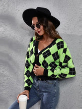 Geometric Button Up Long Sleeve Cardigan Woman Outerwear