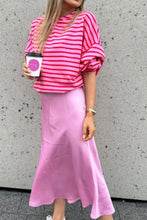 Striped Round Neck Long Sleeve Sweatshirt Woman Sweatshirts