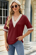 V-Neck Half Sleeve T-Shirt Burgundy Woman T Shirts