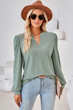 Notched Long Sleeve T-Shirt Sage Woman T Shirts