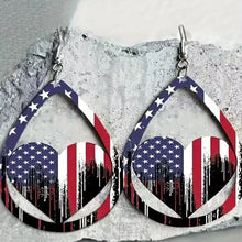 US Flag Pattern Wooden Earrings Earrings