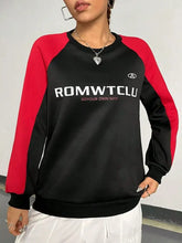 Letter Graphic Round Neck Long Sleeve Sweatshirt Woman Sweatshirts