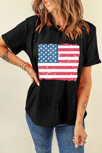 Black American Flag Graphic T-Shirt for Women Woman T Shirts