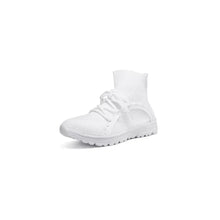 Black and White Knit High-Top Sock Sneakers for Women White Woman Athletic Shoes