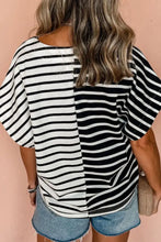 Black and White Striped Cotton Blend T Shirt for Women Woman T Shirts