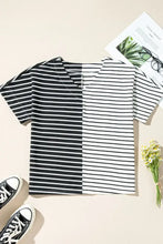 Black and White Striped Cotton Blend T Shirt for Women Woman T Shirts