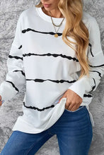 Black and White Striped Long Sleeve Shirt for Women White Woman T Shirts