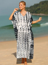 Black and White Tie-Dye Caftan Swimwear Cover-Up Swimwear Cover-Ups