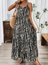 Black and White Tie Dye Tiered Sleeveless Maxi Dress Maxi Dresses