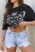 Black Bandana Print Oversized Cotton T-Shirt for Women Woman T Shirts