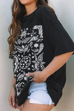 Black Bandana Print Oversized Cotton T-Shirt for Women Woman T Shirts