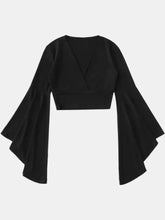 Black Bell Sleeve Crop Top for Women Woman T Shirts