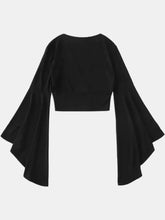 Black Bell Sleeve Crop Top for Women Woman T Shirts