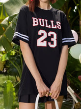Black Bulls Jersey Dress with White Stripes for Women Woman T Shirts
