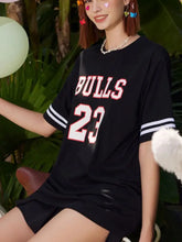 Black Bulls Jersey Dress with White Stripes for Women Woman T Shirts