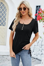 Black Button-Up T-Shirt for Women with Short Sleeve Length Woman T Shirts