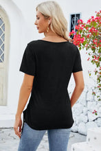 Black Button-Up T-Shirt for Women with Short Sleeve Length Woman T Shirts