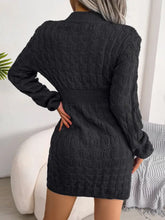 Black Cable Knit Sweater Dress with Long Sleeves Woman Sweater Dresses