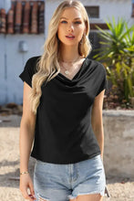 Black Cowl Neck Top for Women Woman T Shirts