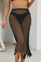 Black Crochet Fringe Mesh Swim Skirt Black Swim Bottoms
