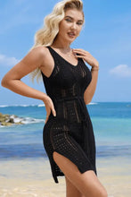 Black Crochet Knit Beach Cover-Up Dress Swimwear Cover-Ups