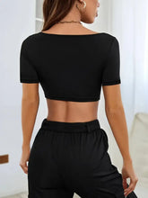 Black Crop Top and Cargo Pants Set for Women Woman T Shirts