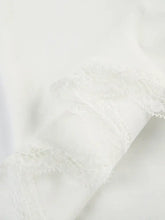 Black Crop Top with White Lace Trim and Bow Detail Woman T Shirts