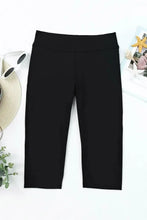 Black Cropped Capri Swim Leggings Stretch Swim Bottoms Swim Bottoms