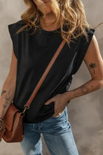 Black Cuffed Armhole Loose Muscle Tee for Women Black Woman T Shirts